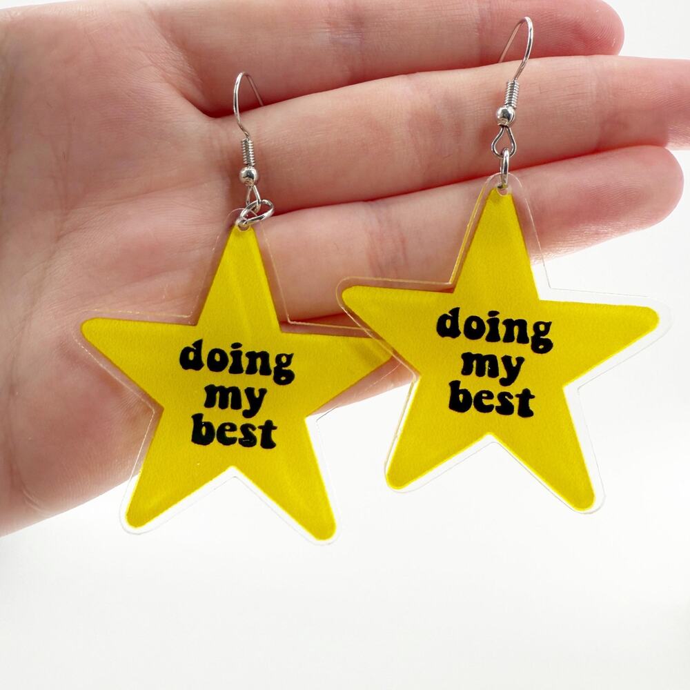 Star Shaped Acrylic Earrings: Funny Meme Dangle Earrings